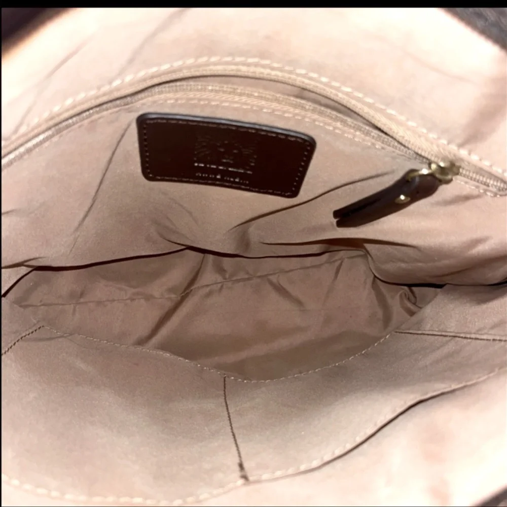 Anne Klein Lion Logo Satchel Shoulder/Handle Khaki/Brown Handbag Purse W/Wallet